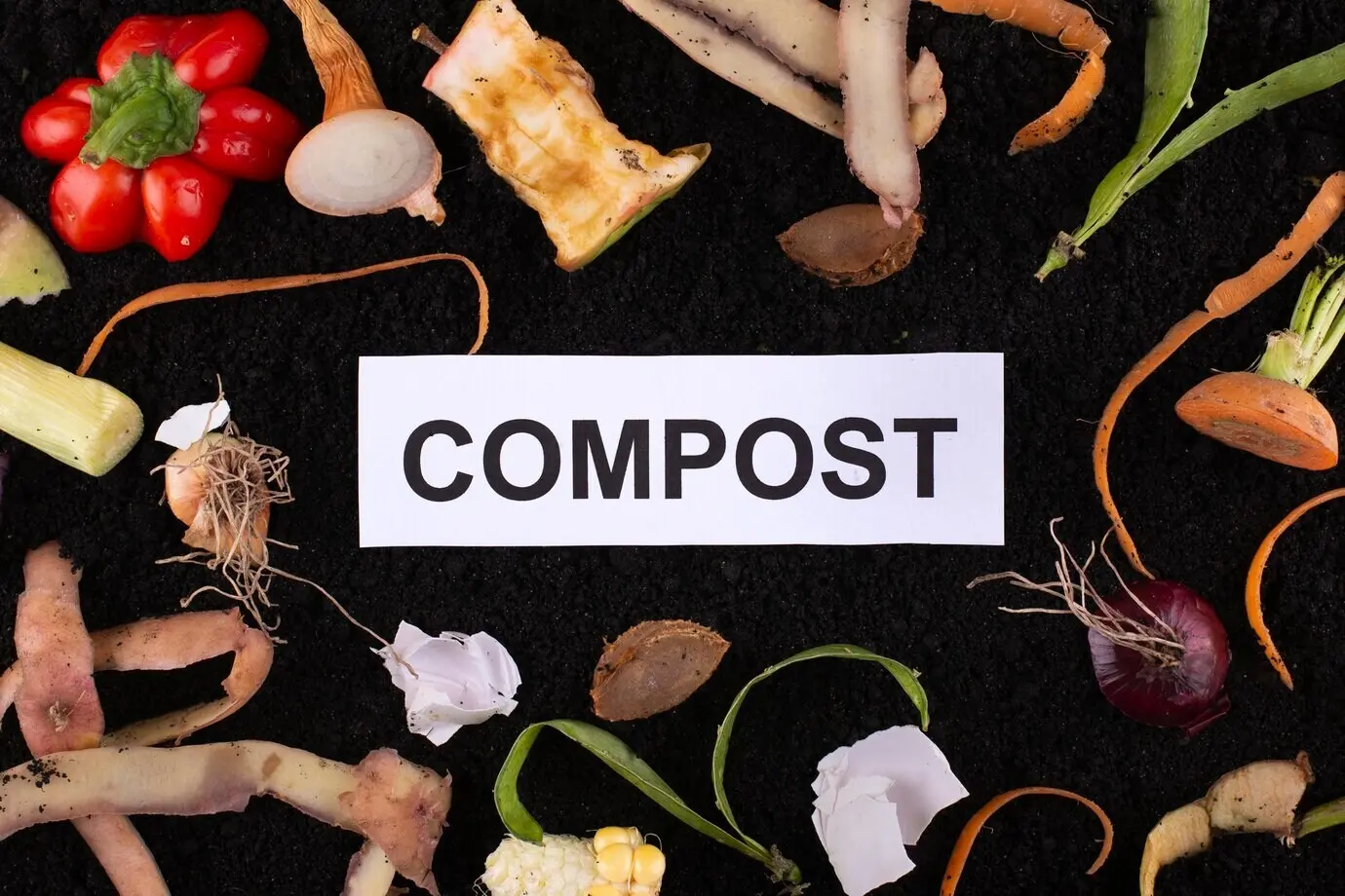 Makeup of compost made from decayed vegetables